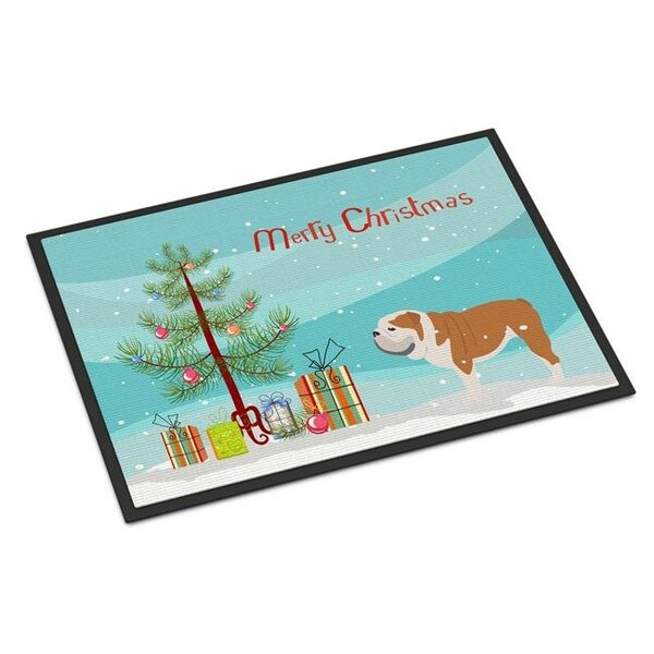 Carolines Treasures Carolines Treasures BB2980MAT English Bulldog Merry Christmas Tree Indoor or Outdoor Mat 18x27 BB2980MAT - main